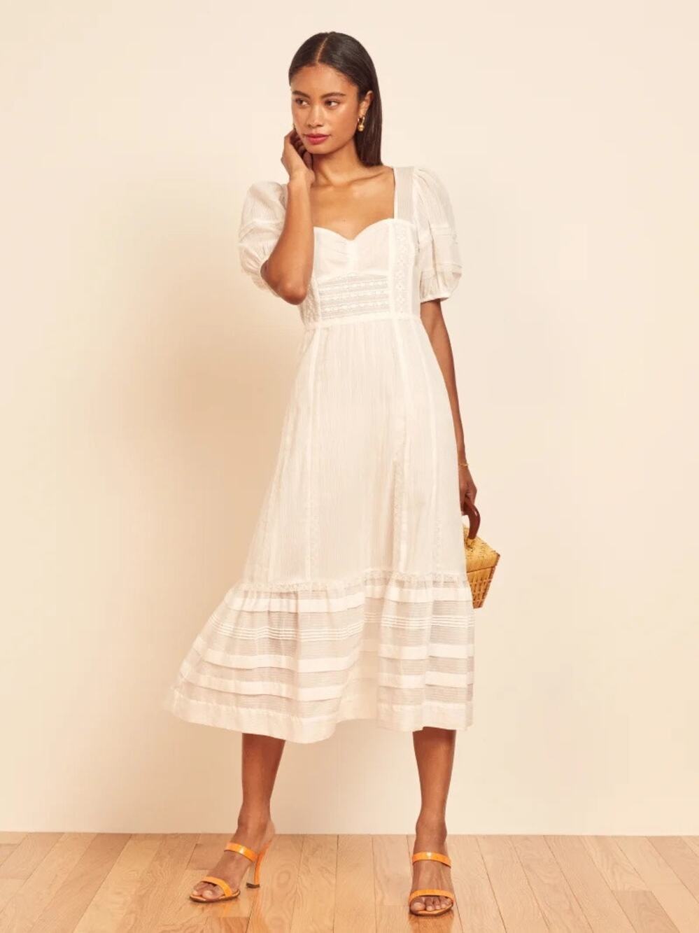 Reformation Norwich Dress - Ivory Size 8 Excellent Condition